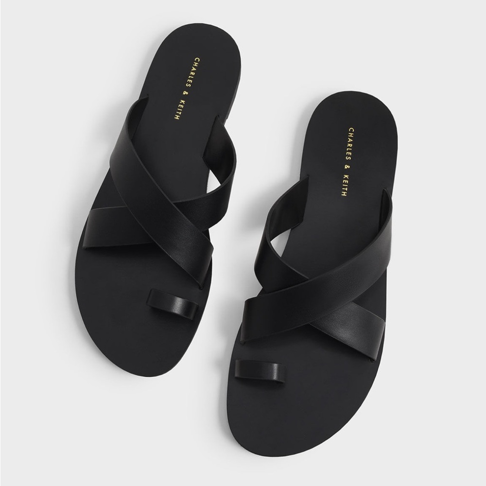 Charles & Keith Toe-Loop Crossover Sandals